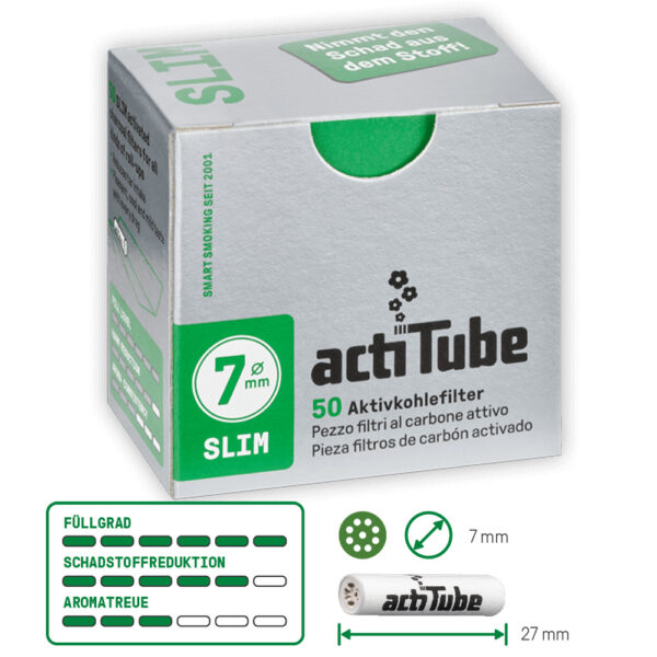 ActiTube filtr s aktivním uhlím tenký 7mm - 50 ks